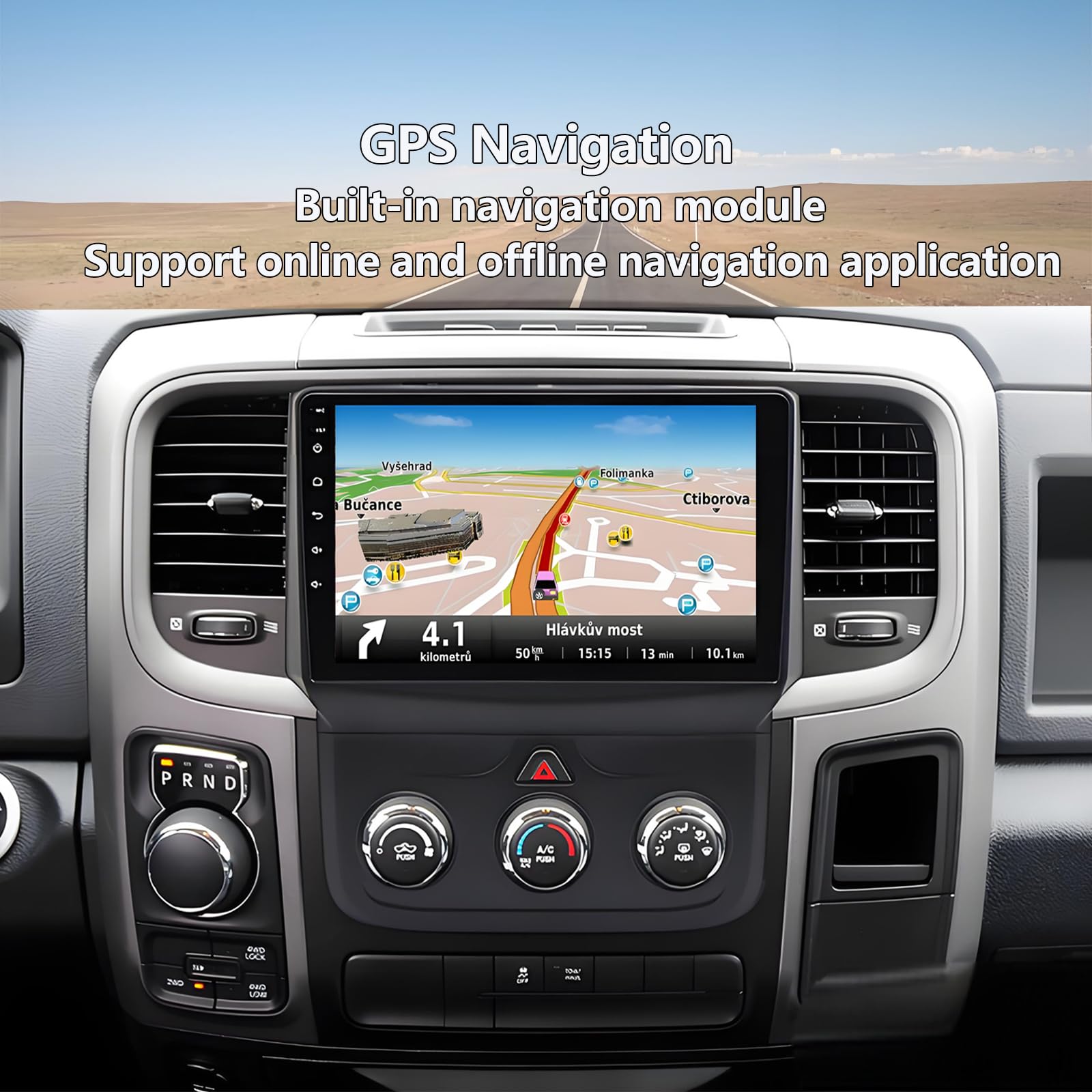 For Dodge Ram 1500 Radio Upgrade 2013-2019: Android 14 Car Stereo Replacement With Wireless Carplay Android Auto - 9 Inch Touchs